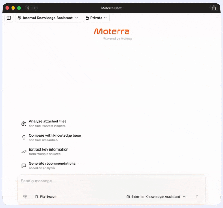 Moterra assistant answering from connected internal systems