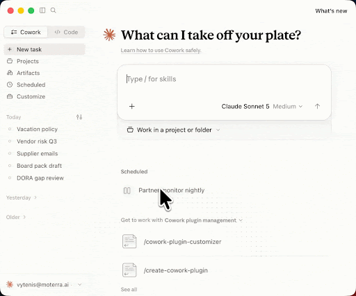 Claude Cowork running privately in a Moterra deployment