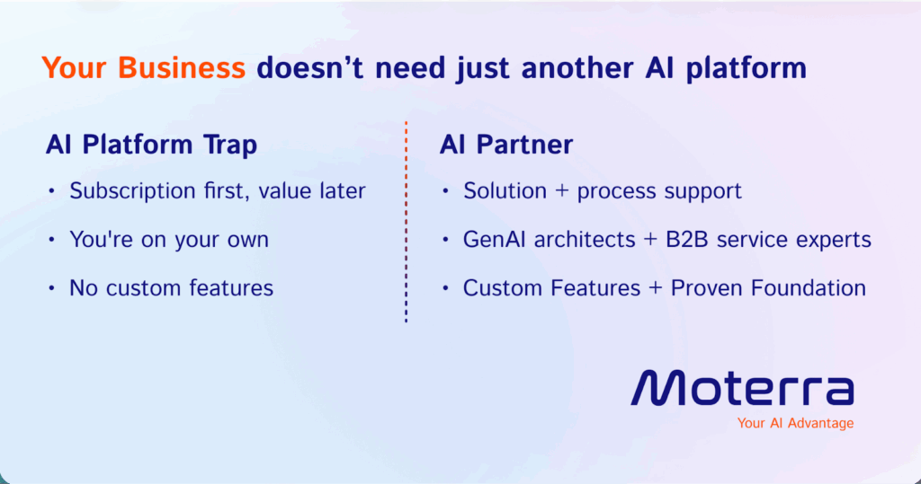 Comparison between AI platform and AI partner for business.