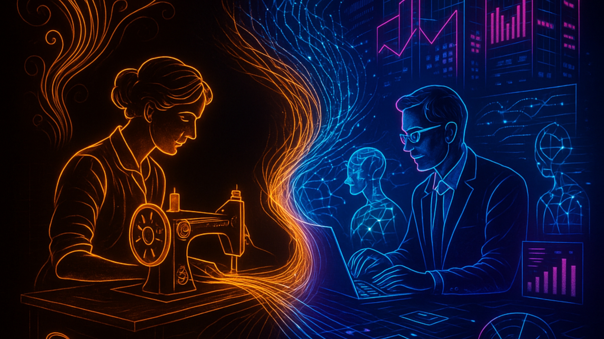 Illustration of how AI is changing the skills required for the workforce.